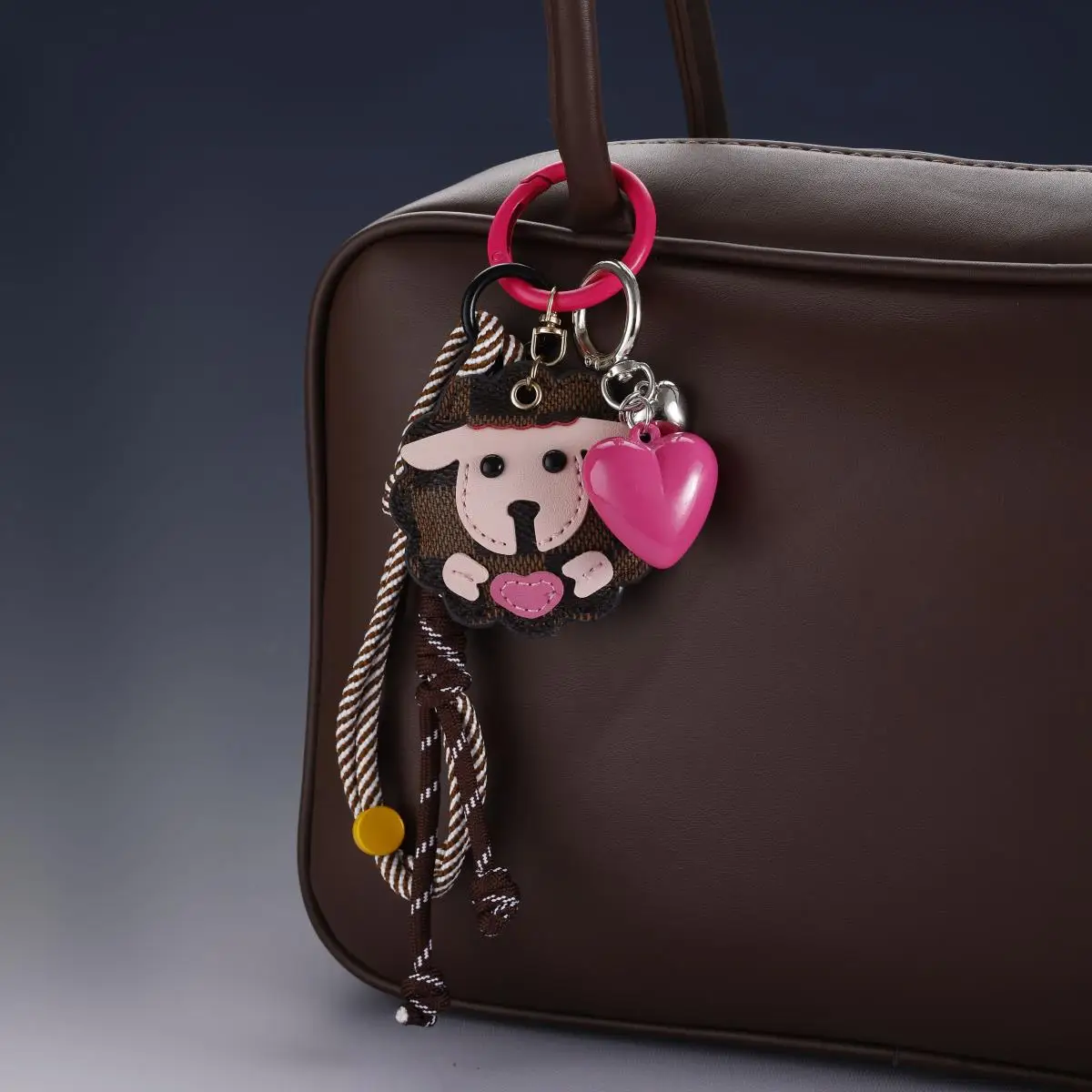 

Cute zebra bag charm cartoon and adorable keychain pendant leather woven rope accessories