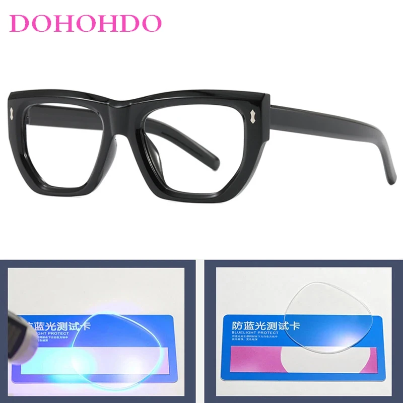 Retro Luxus Quadrat Nieten Dekoration Blau Licht Blockieren Gläser Frauen Männer Mode Designer Computer Augenschutz Brillen