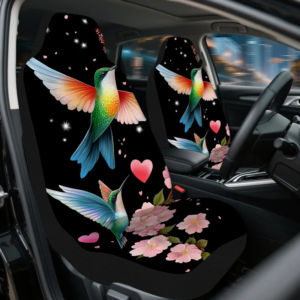 2pcs Blooming Night Flight Themed Car Seat Cover Set – High-Quality Fit For Most Cars, Durable And Stylish Front Seat Covers Fo