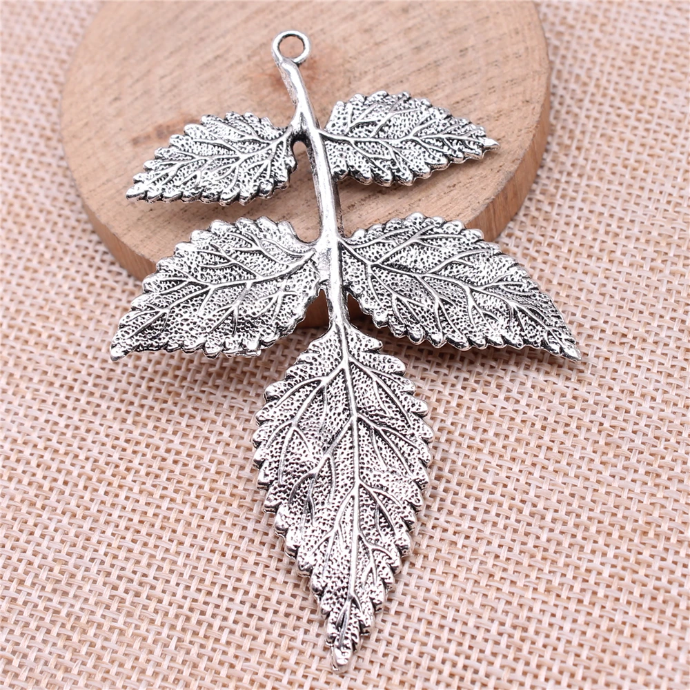 WYSIWYG 1pcs 79x56mm Vintage Leaf Branch Pendants Charm Jewelry Making 2 Colors Branch Pendants Charm Big Branch