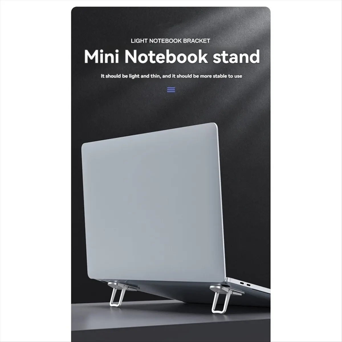 Y96A Mini Laptop Stand Portable Cooler Elevated Stand Foldable Invisible Laptop Riser for Laptops/Tablets/Keyboard Black