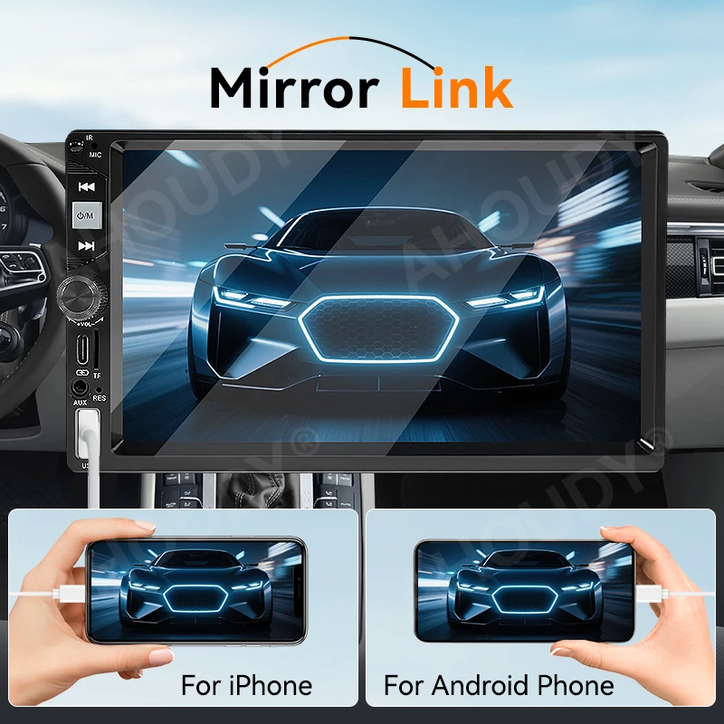 AHOUDY 2 Din راديو السيارة 7 "اللاسلكية Carplay أندرويد السيارات HD شاشة تعمل باللمس وحدة رأس السيارة Mirrorlink 12-LED كاميرا احتياطية بلوتوث