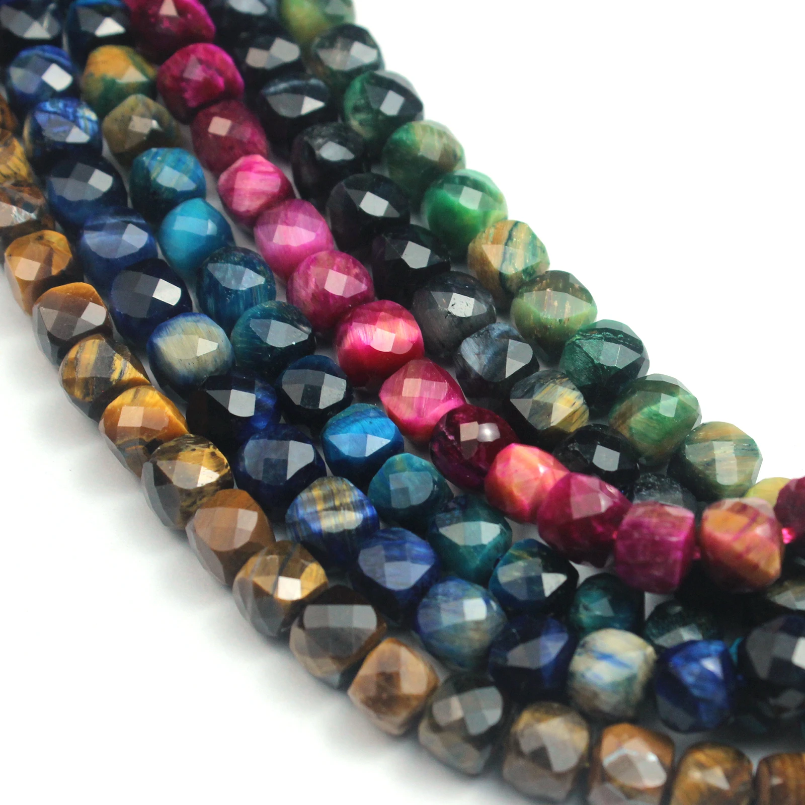 Natural Cut Color Tiger Stone Scattered Beads Cube Particles Handmade Bracelet Necklace Earrings Accessories Beads