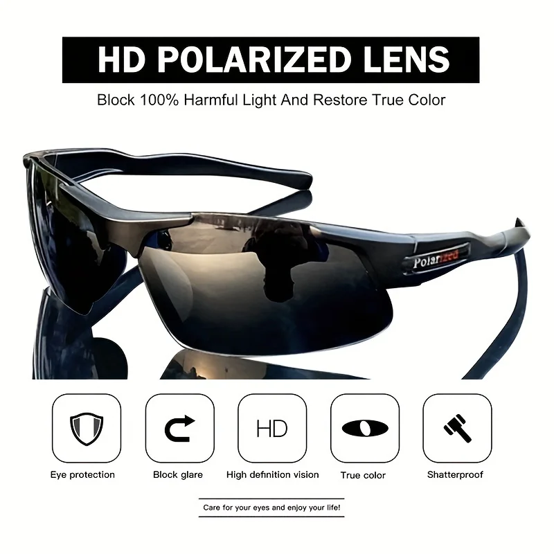 3 قطع نظارات مستقطبة نصف حافة لركوب الدراجات للجنسين نظارات شمسية عصرية للرياضات الخارجية والسفر والقيادة والتخييم uv400