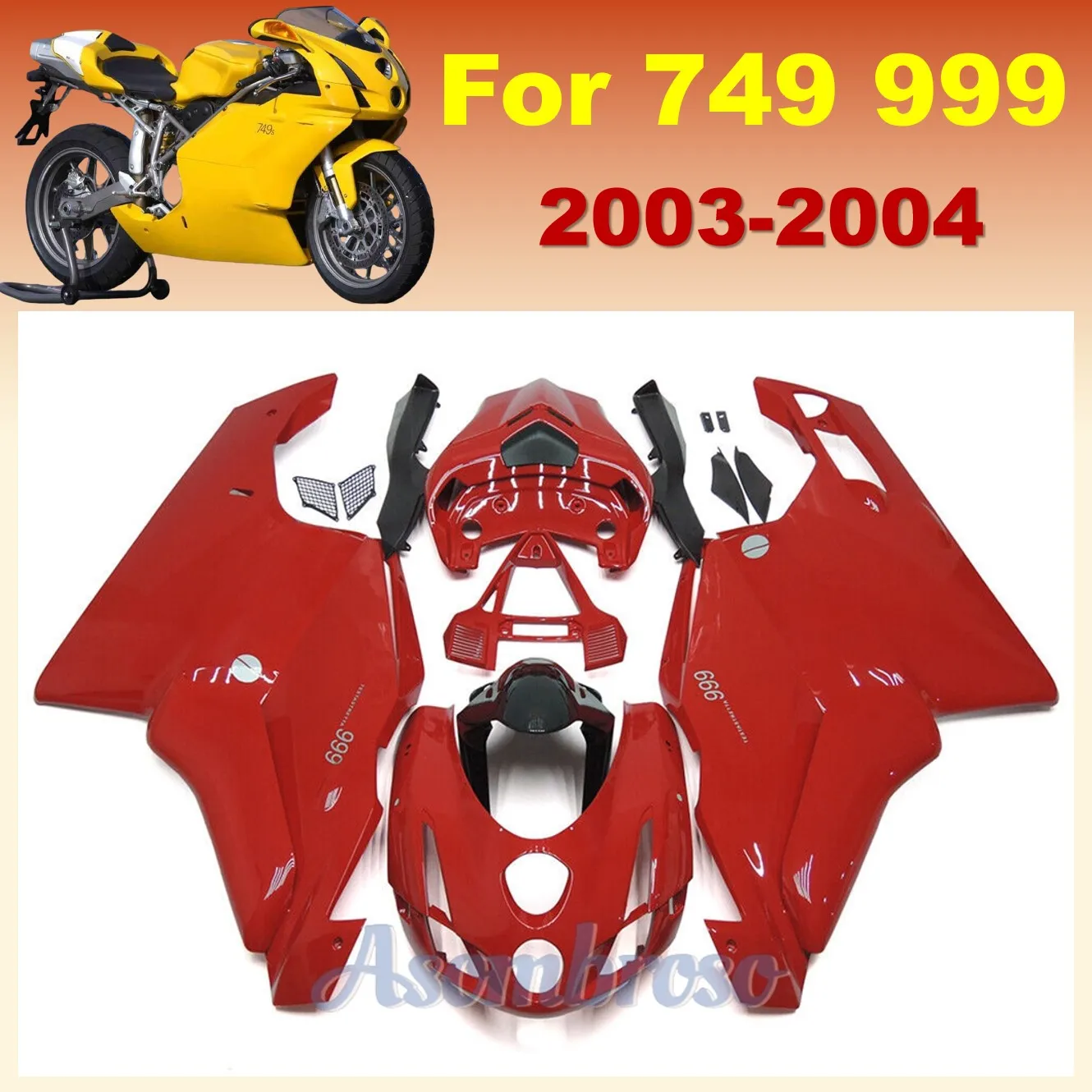 Gloss Red Motorcycle Fairing Kit For 749 999 2003 2004 999/749 749s 03 04 Injection Molding Body Shell