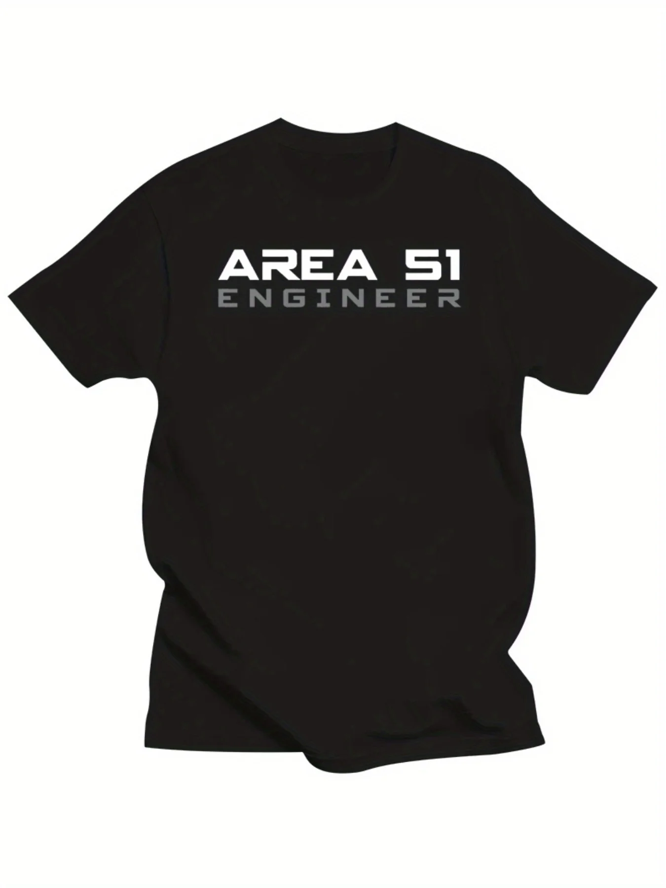Men's Vintage Funny Letter Area 51 Engineer Graphic Print T Shirt Summer Oversize Tee Women Streetwear Tops Comfortable Clothing