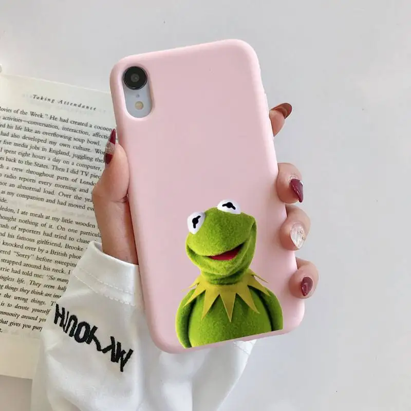 Kermit-funda de teléfono the frog para iPhone, carcasa de Color caramelo sólido, para 11, 12, 13, Mini Pro, Xs Max, 8, 7, 6, 6S Plus, X, XR