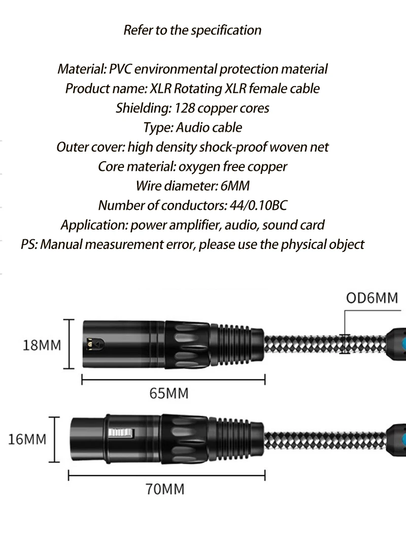 XLR Male to Female 3 Pin Audio Extension Cable Adapter Audio Cable for Microphone Amplifier Mixer Speaker Stage Shielded Cords