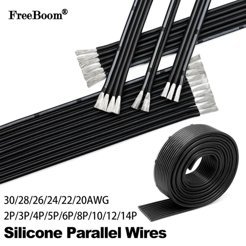 Cable paralelo de silicona suave 30/28/26/24/22/20AWG 2P/3P/4P/5P/6P ~ 14P Cable de cobre flexible resistente a altas temperaturas 1 ~ 10 metros