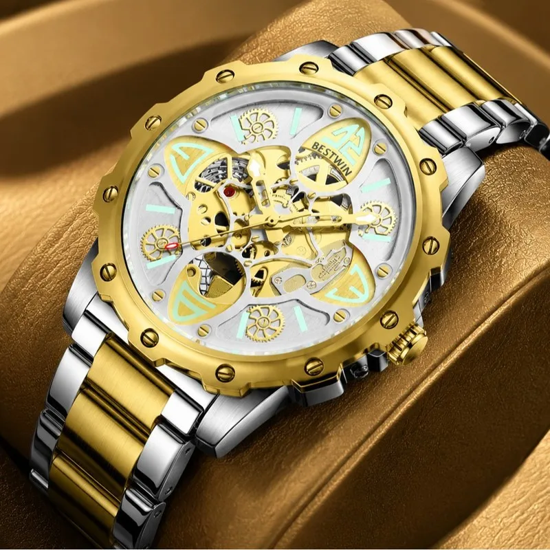 Trendy Men's Quartz Watch Featuring See Through Case Back Luminous Hands And Fashion Appearance Suitable For Work And Leisure
