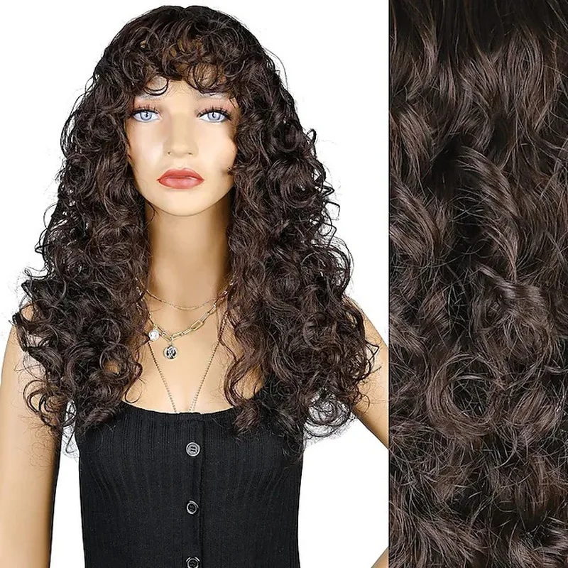 Women's synthetic high-temperature fiber African curly wig, European and American style, rose net design, one piece