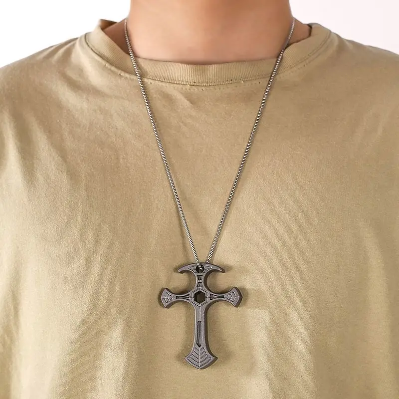 Outdoor Portable EDC Multifunctional Cross Necklace Multifunctional Bottle Opener Keychain Tool