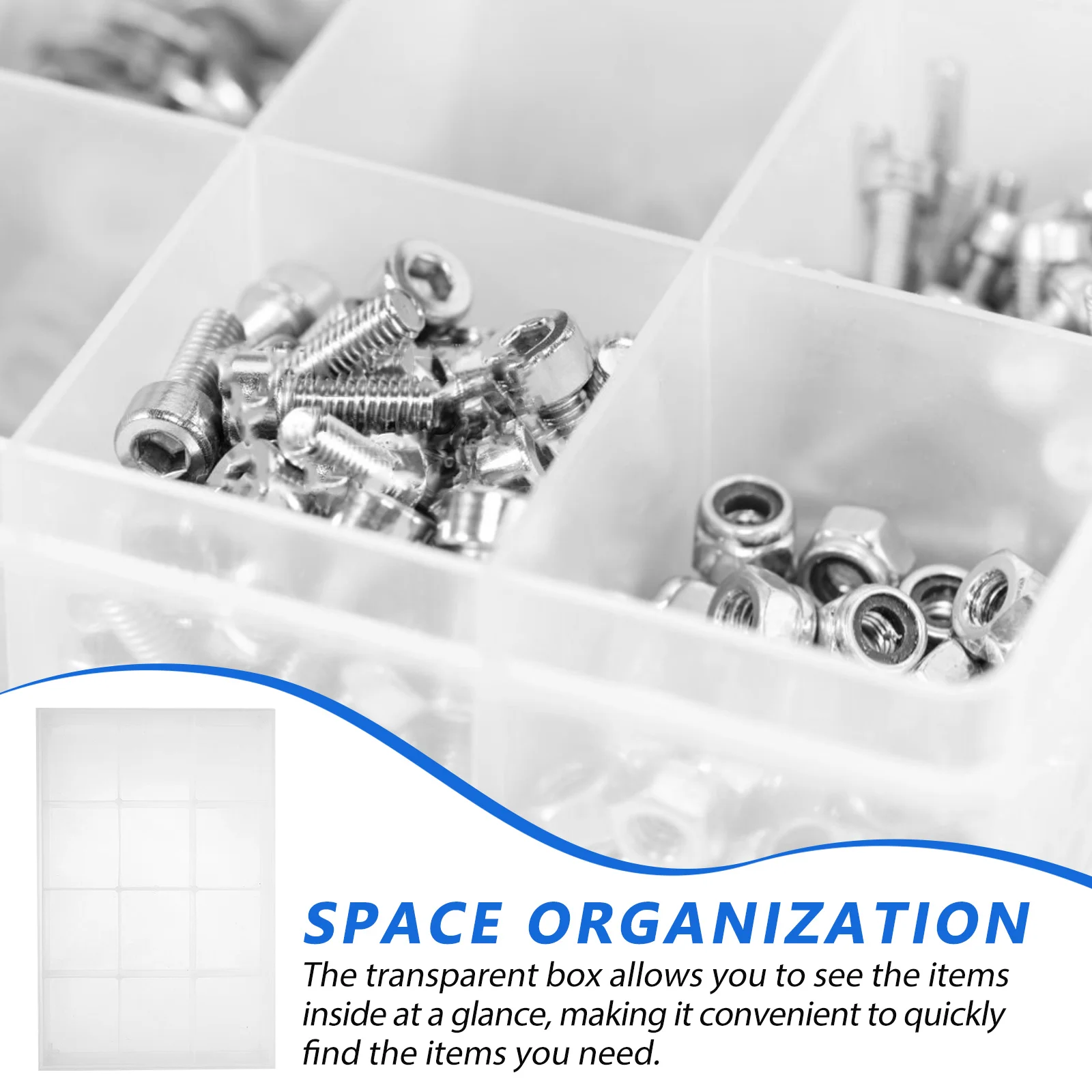 

Transparent 12-Grid Parts Storage Box PP Organizer Compartment Container Divided Tool Box for Beads Jewelry Accessories Nail