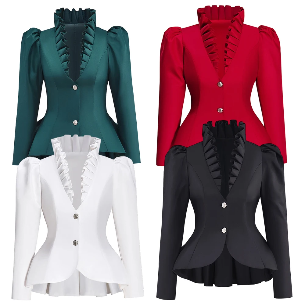 

Women's Gothic Steampunk Jacket Victorian Renaissance Royal Noble Duchess Dovetail Uniform Medieval Tea Party Afternoon Coat