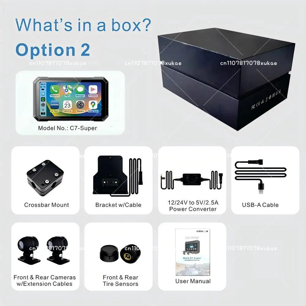 

The New 7"Motorcycle Multimedia Player TPM GPS Navigation Recorder Wireless CarPlay Android Auto Waterproof Screen BT