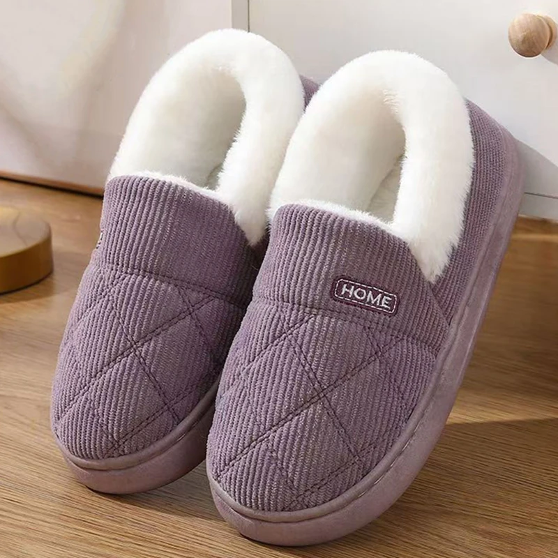 2025 Women Slippers Warm Winter Shoes Couples Footwear Casual Soft Plush Men Slides Outdoor Thick Flat Sole Shoes Home Slipper