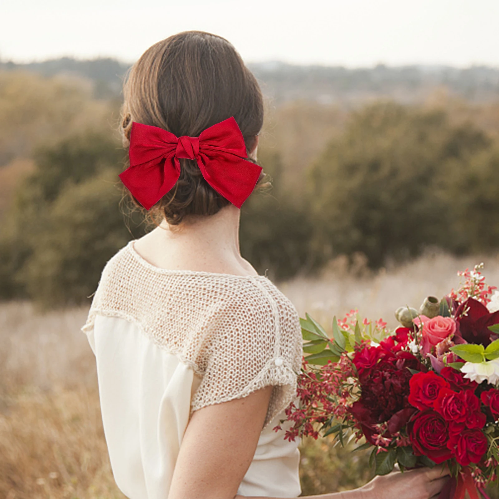 

2pcs Women Bow Hair Clip Premium Bowknot Hairpin Bright Delicate Easy Use No Damage Chic Big Bow Clip For Party