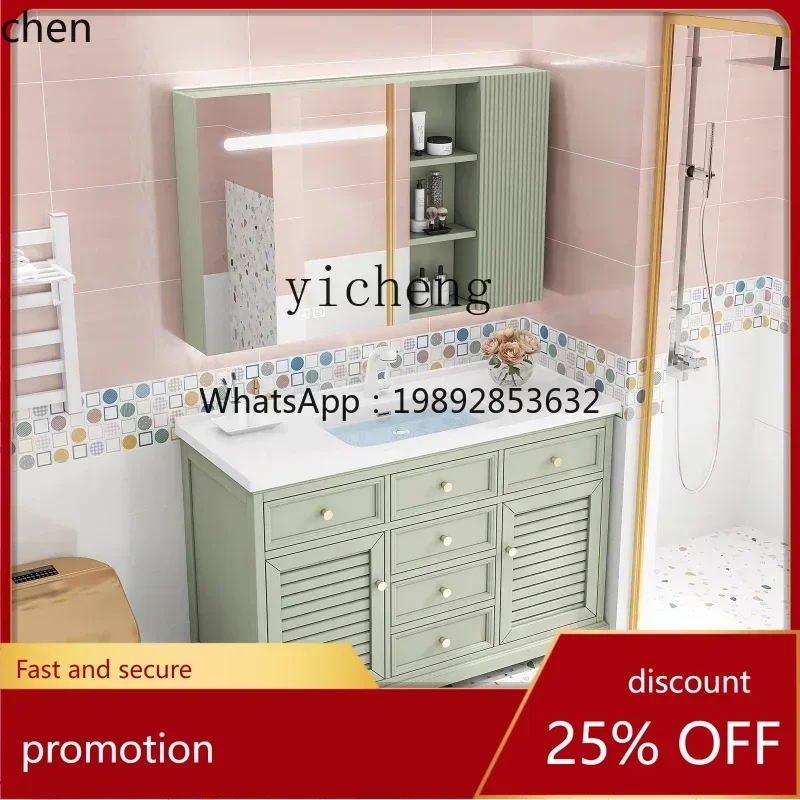 

YFY American simple rural bathroom cabinet combination toilet washstand solid wood bathroom cabinet combination floor