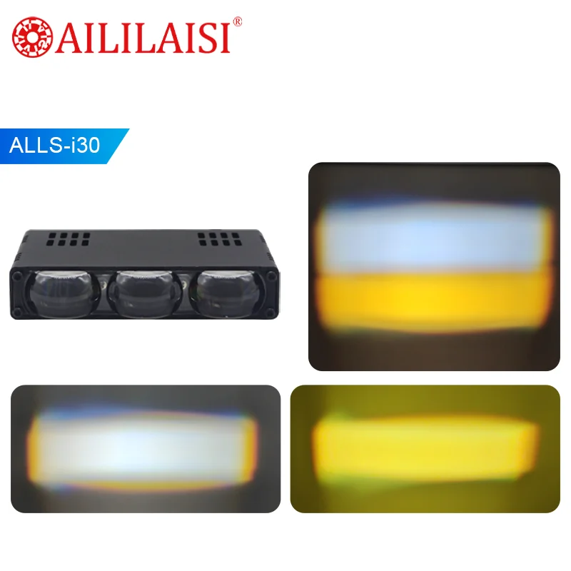 Aililaisi I30 Mini Motorcycle LED Headlights 3 Lens Projector High Lumen White Yellow Fog Lights Auxiliary Driving Spotlight