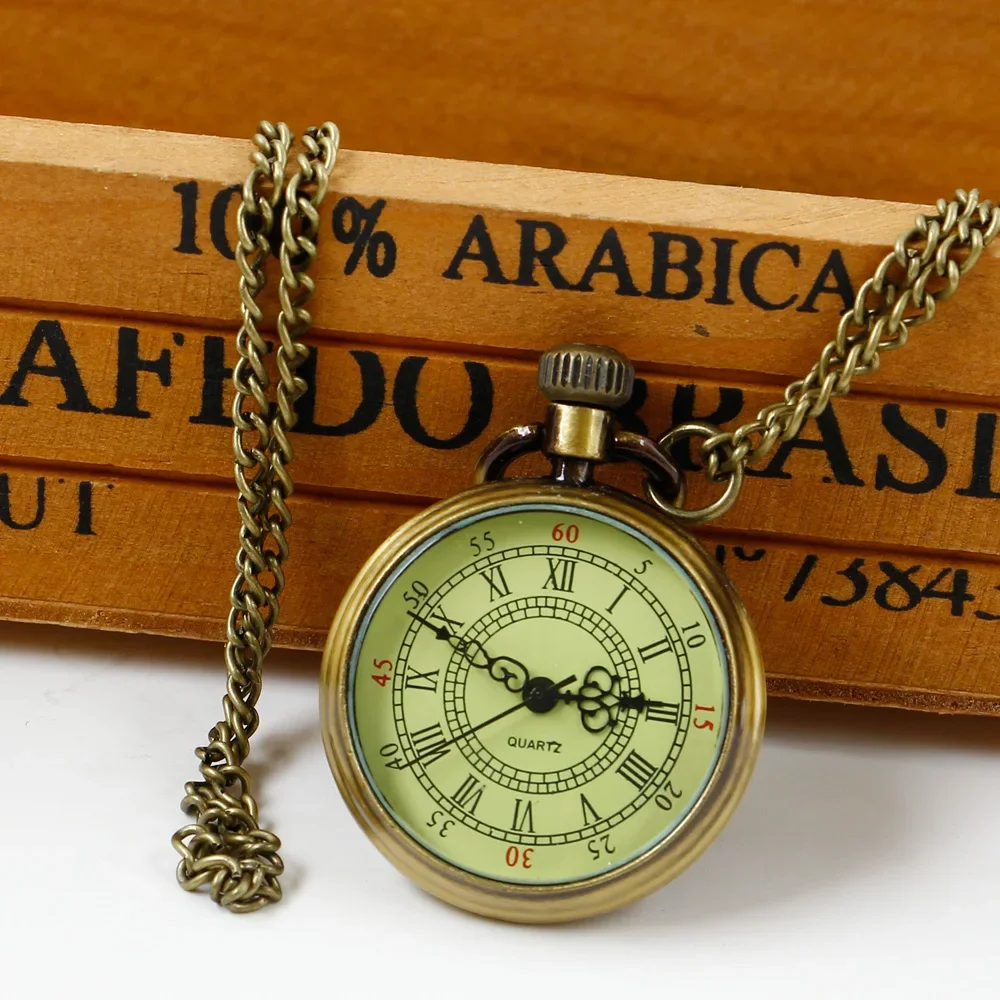 Eenvoud Zonder Hoes Quartz Zakhorloge Rond Hoge Kwaliteit Stalen Ketting Vintage Hanger Sieraden Cadeau