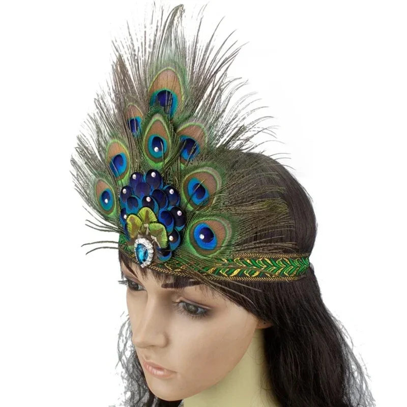 

2025 ♥ Новый головной убор с павлином для женщин, взрослых и детей, аксессуары для танцев для девочек, аксессуары для косплея, индийский вождь, перья ручной работы ☆ ★