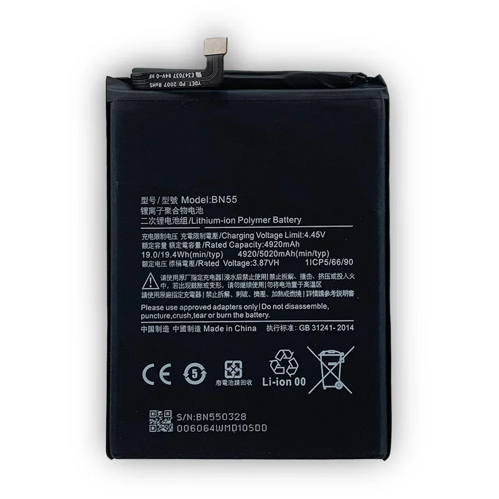 NEW 5020mAh BN55 Replacement Battery For Xiaomi Redmi Note 9 S Note 9S Y9s Mobile Phone Batteries Lithium Battery