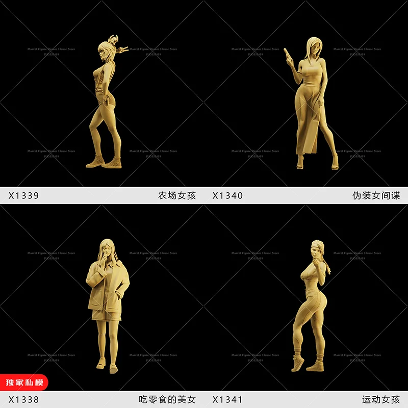 1/64 1/43 1/35 Scale Miniature Scene Doll Various Styles Beautiful Women  Sport Spy Farmer Foodie Un-panited White Mini Figure