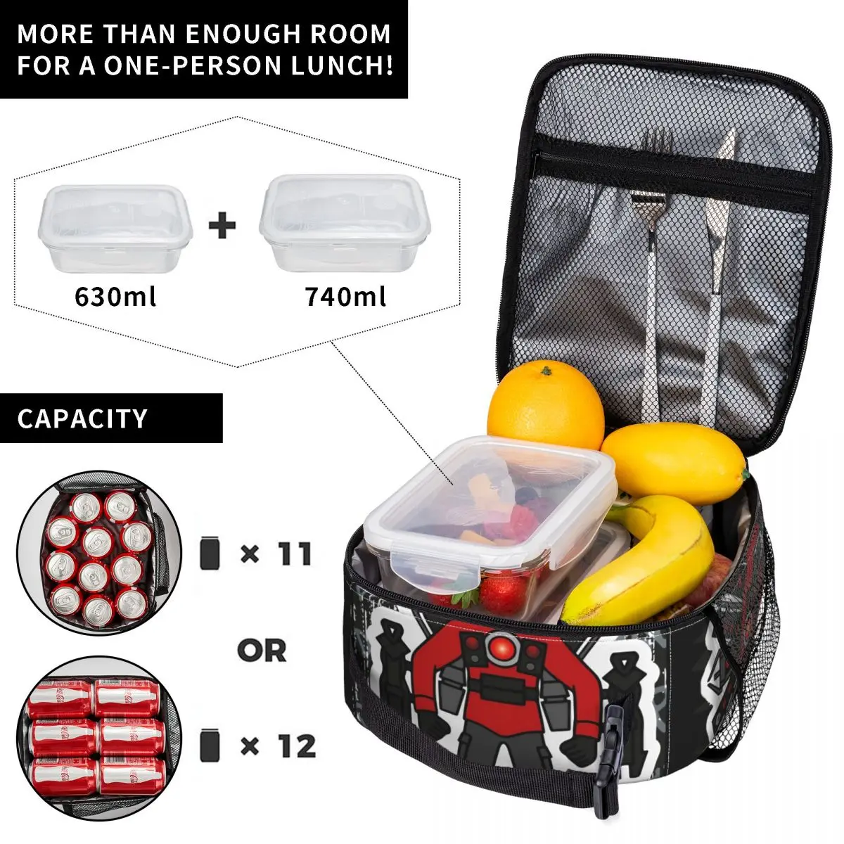 Titan Speakerman Insulated Lunch Bags Portable Skibidi Toilet Meal Container Cooler Bag Tote Lunch Box Office Food Handbags