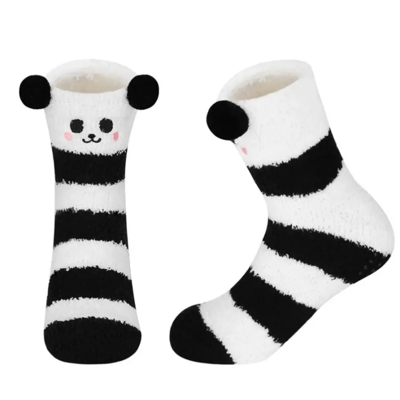 Fluffy Short Socks Women Fuzzy Winter Ladies Floor Warm Plush Comfy Cartoon Animal Funny Cute Kawaii Slippers Sock Designer