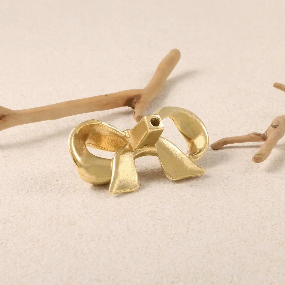 Gold Color Bow Tie Brass Handle Retro Furniture Hardware Cabinet Door Knobs Luxury Single Hole Wardrobe Drawer Pulls Dresser