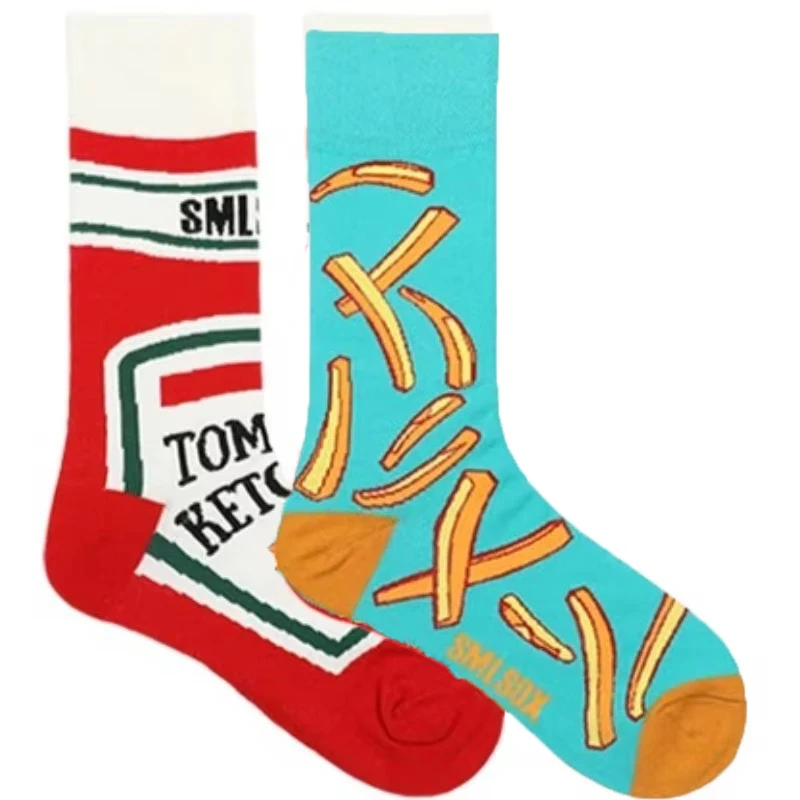 Cute Short Food Socks Women Female Personality Cotton Casual Funny Novelty Creative Printed Harajuku Mid Calf Hosiery
