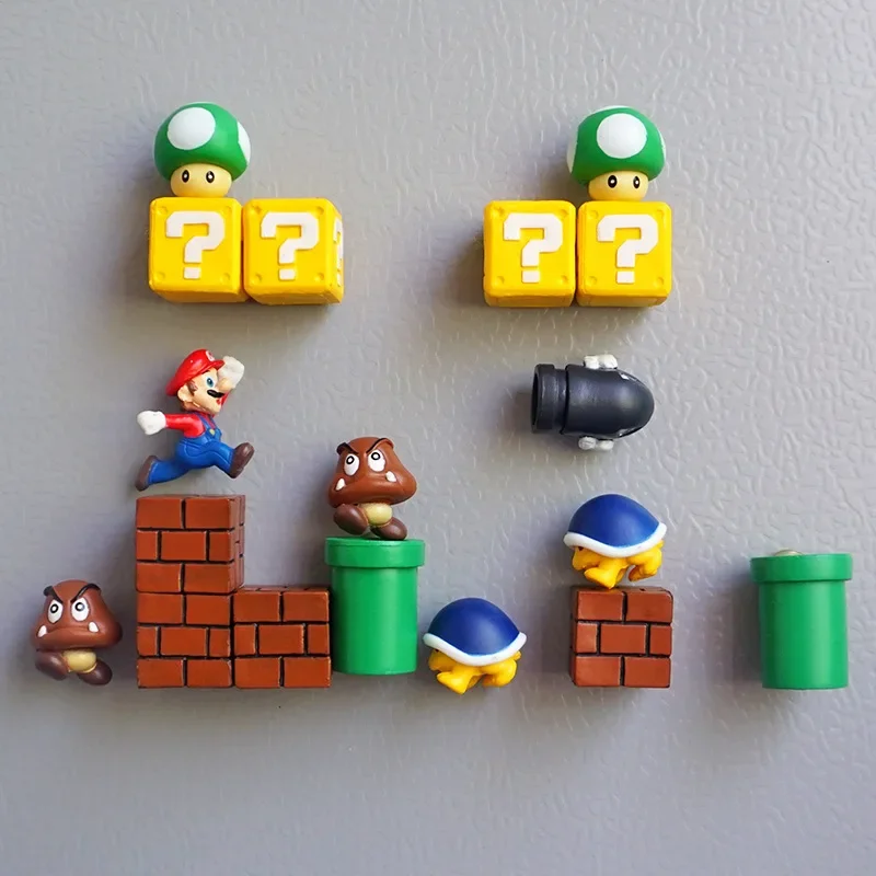 Super Mario Bros Refrigerator Magnet Game Anime Figure Party Decoration Cute Luigi Goomba Buzzy Beetle Kids Toys Christmas Gifts