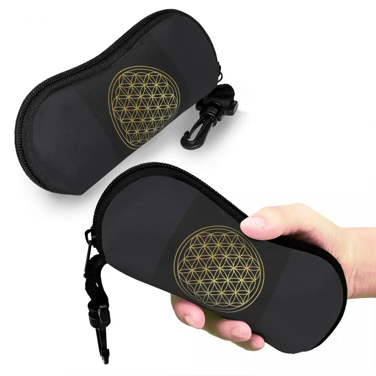 

The Flower Of Life Gold Mandala Shell Glasses Case Portable Sunglasses Box Women Men Soft Eyeglasses Bag Pouch