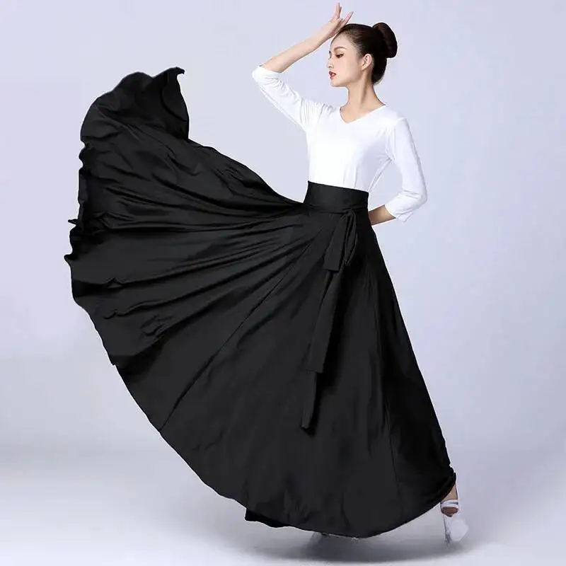 Falda de flamenco para mujer, falda de danza española, vestido largo de danza del vientre, falda de gran vuelo, falda gitana de color degradado para espectáculos.