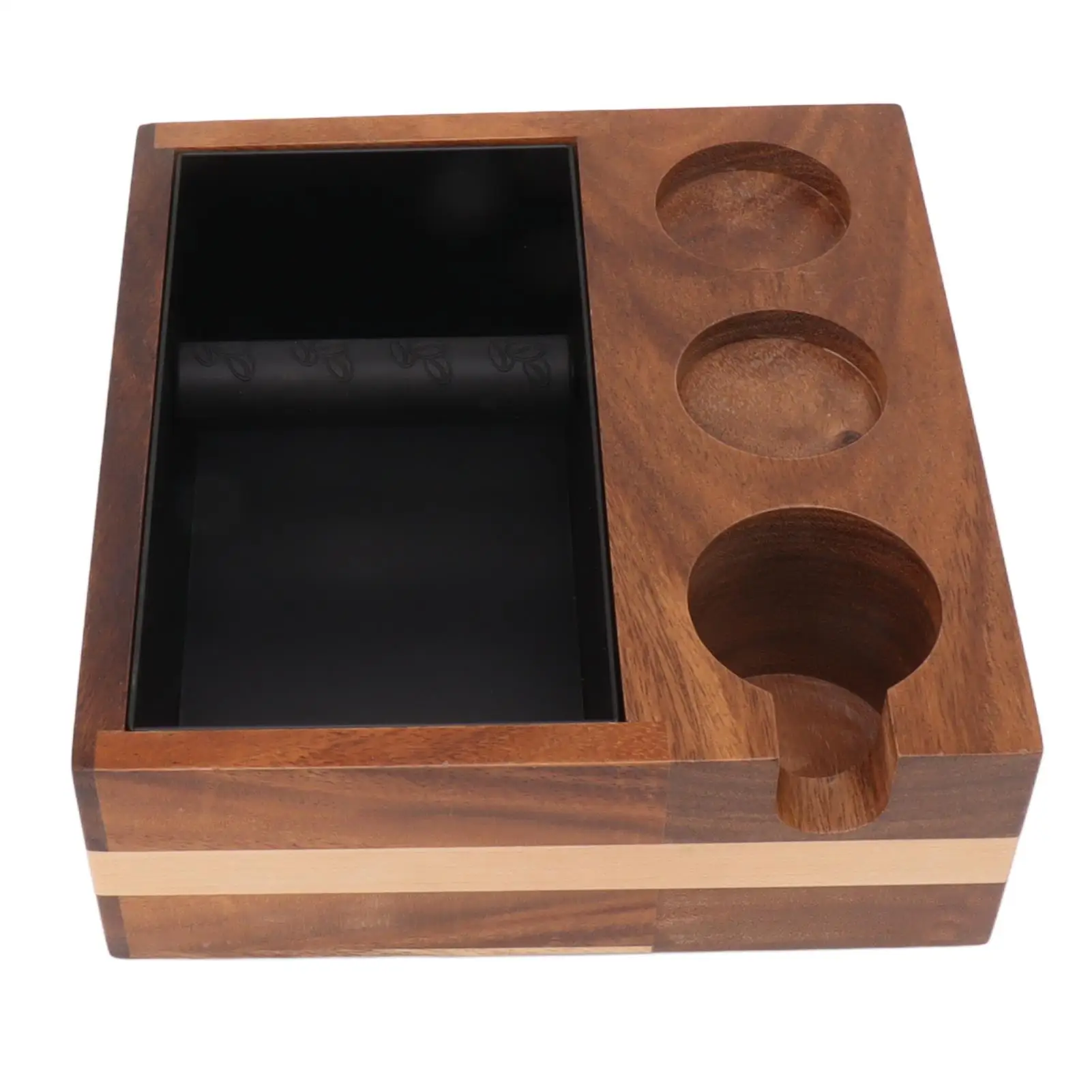 

Walnut Coffee Knock Box & Tamper Station - Durable, Easy Clean Home Decor with Fine Slots for Ultimate Stability