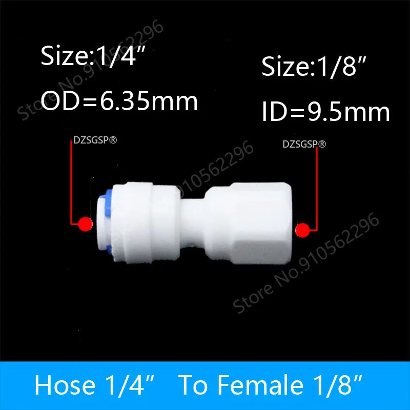 Reverse Osmosis Quick Coupling 1/4 3/8 Hose Connection Connector 2 Way Equal Straight Water Plastic Pipe Fitting