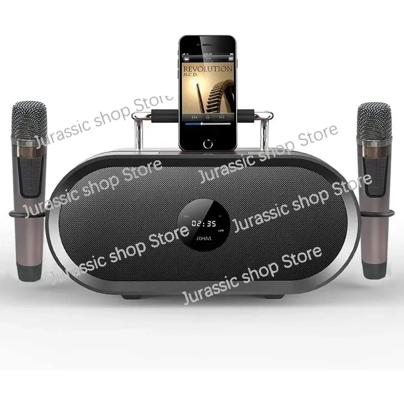 

K666 Karaoke Machine with Rich & Deep Bass, Powerful Sound, 2 Wireless Microphones, Rechargeable Battery, 8 Hours Playtime