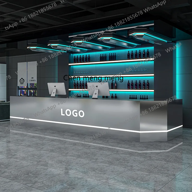 مقهى بسيط، زاوية من الفولاذ المقاوم للصدأ لصفحة الخروج للمطاعم، مكتب أمامي، طاولة بار