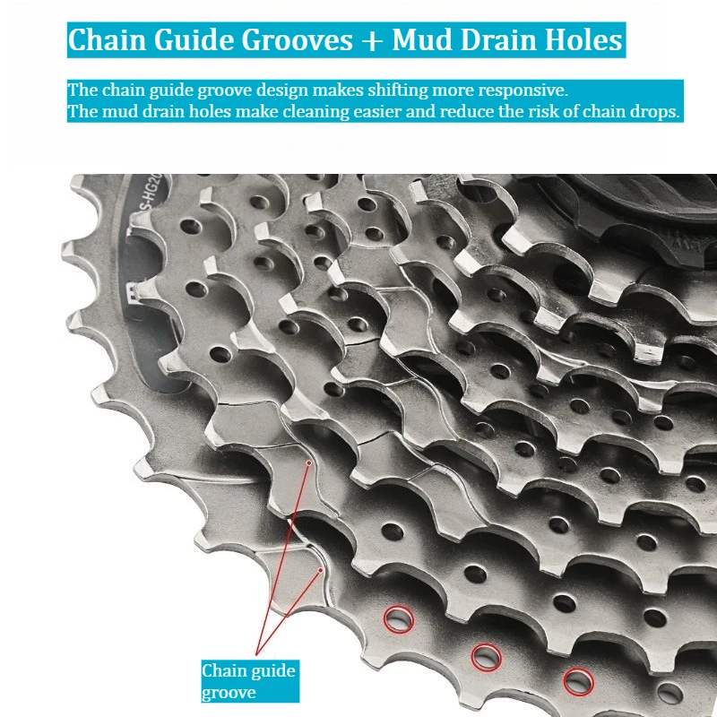 HG200-9 Cassette Flywheel, Mountain Bike 9/27 Speed Cassette 32T 34T 36T view 4