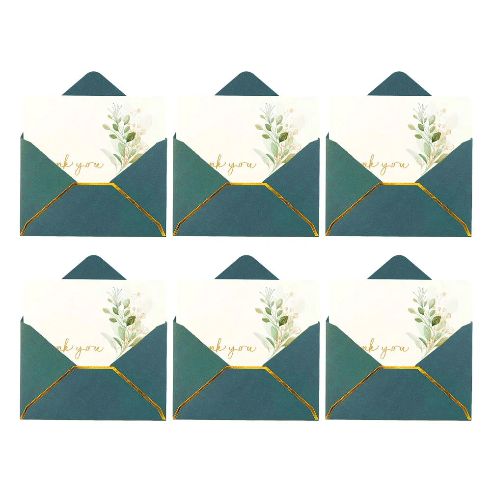 6 Pcs Birthday Card Gift Packing Thank Cards Wedding Accessories You with Envelopes Paper Thanks Present Delicate Men and Women