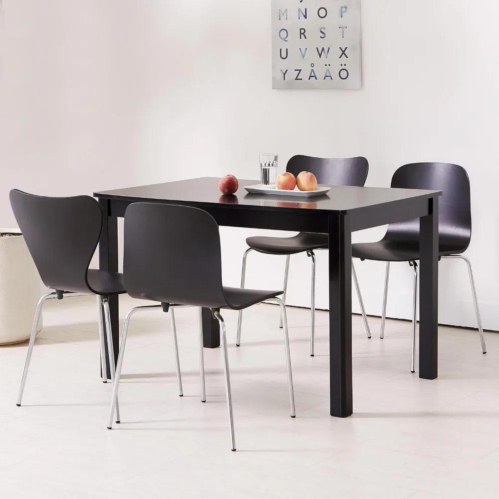 زوج من كراسي تناول الطعام الخشبية الحديثة في منتصف القرن، تصميم Bentwood المعاصر مع الفولاذ، كراسي مطبخ بدون ذراع