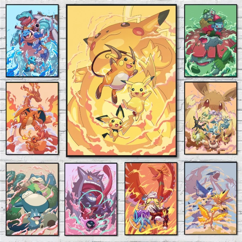 

Canvas Wall Art Aesthetic Poster Pokemon Pikachu Home Room Painting Classic Cuadros Best Gift Hanging Gifts Cartoon Character