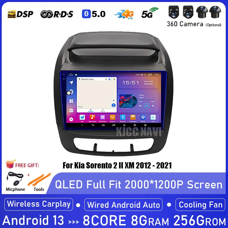 

Car Radio Android 13 For Kia Sorento 2012-2021 Stereo Multimedia GPS Navigation DSP BT WIFI Carplay Autoradio Head Unit No DVD