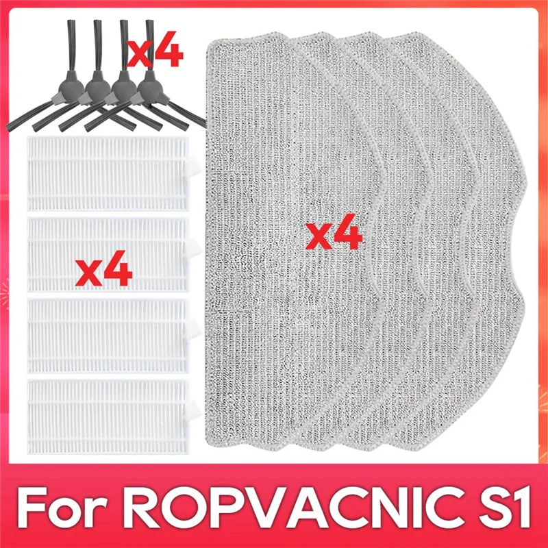

A77I For ROPVACNIC S1 Side Brush Hepa Filter Mop Rag Robot Vacuum Cleaner Part Spare Accessories Replacement Kit