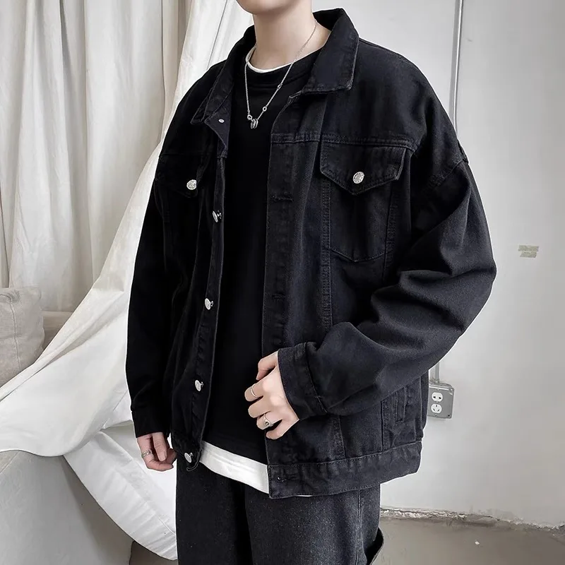 

Wear-Resistant Men's Denim Jacket Stylish Korean Version Motorcycle High-End Workwear Jacket Spring Autumn Season Fashionable