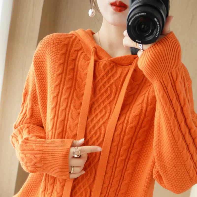 Autumn And Winter New Style Hooded Sweater Soft Thickened Women\'S Hooded Sweater Hooded Retro Plaid Casual Fashion Sweater