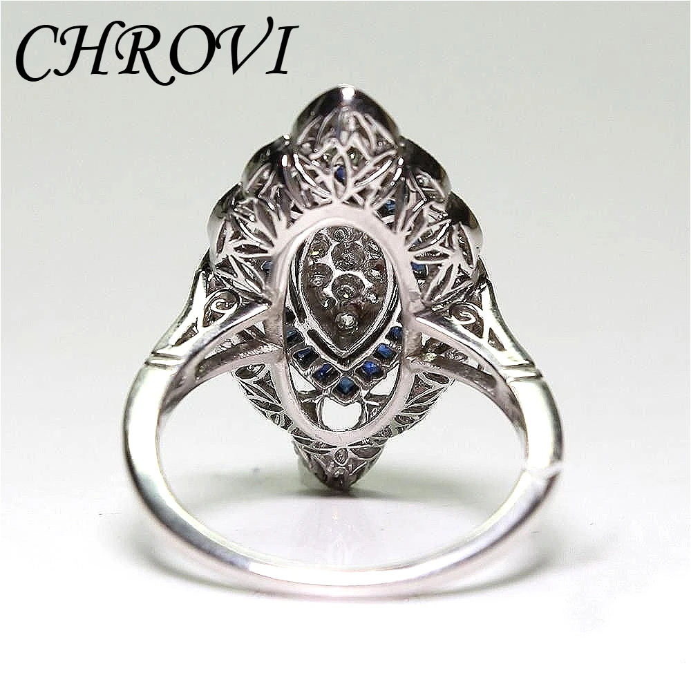 Luxuriöser Ring aus 925er Sterlingsilber mit Saphir, modischer Brautparty-Ring – Detail 4