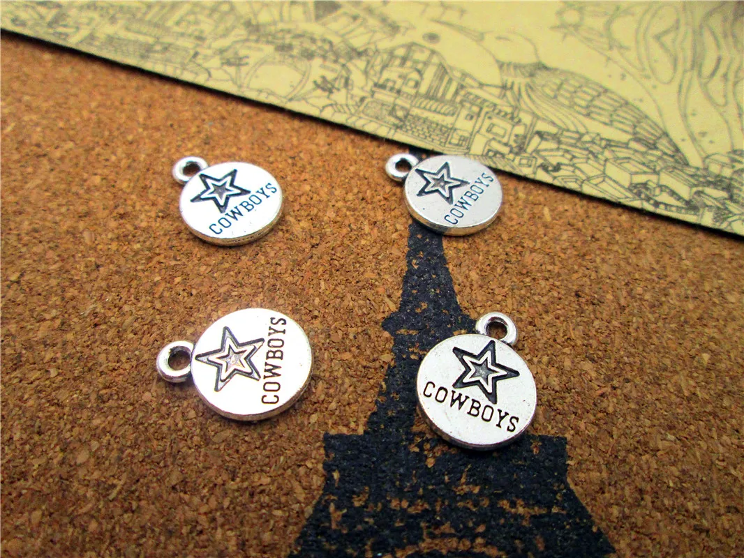 

100pcs-- 12*16mm Cowboy Stars Charms For Jewelry Making DIY Findings Antique Silver Color Alloy Pendants