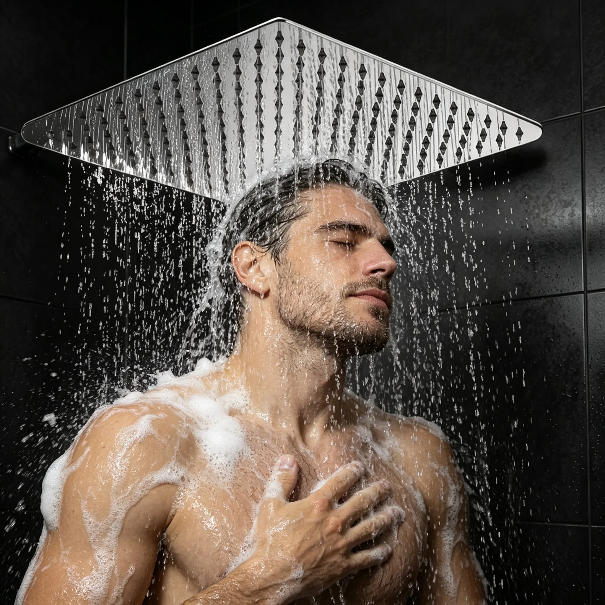 1 pc high-pressure shower head, square stainless steel shower top spray, providing a spa like experience even at home view 2