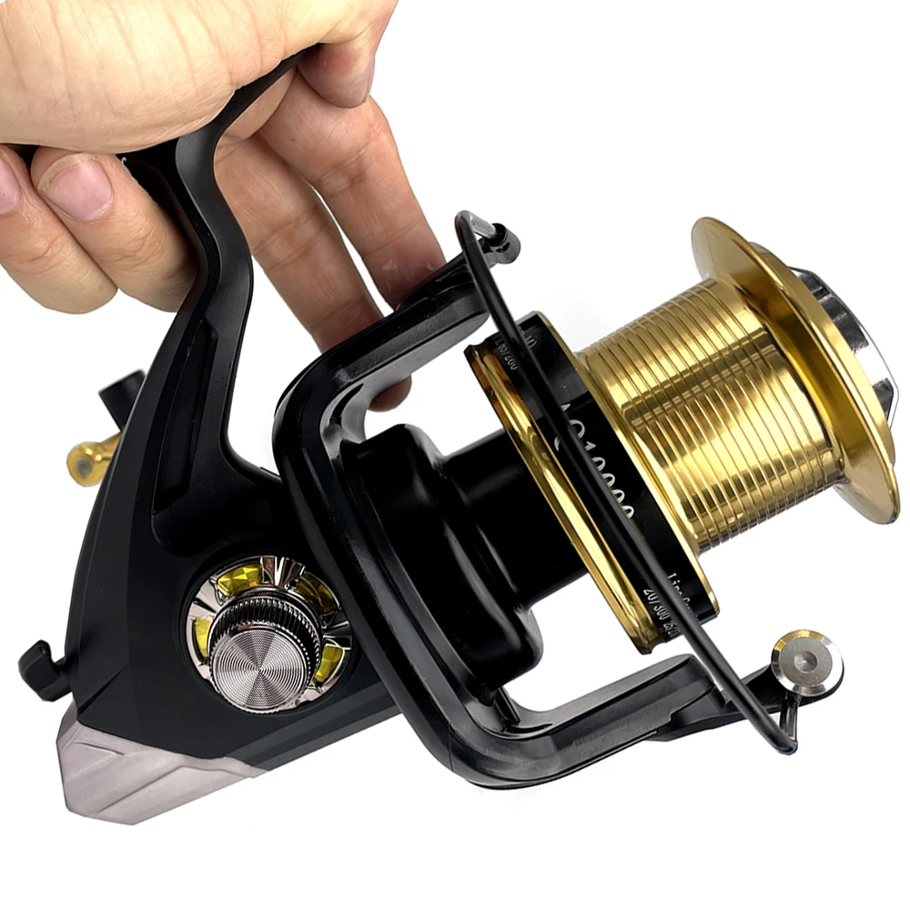 Imagem -02 - Spinning Fishing Reel com Linha 800010000sereis 15kg Max Drag Gear Ratio 4:1 Água Salgada Ultraleve Surf Fishing Reel Catfish